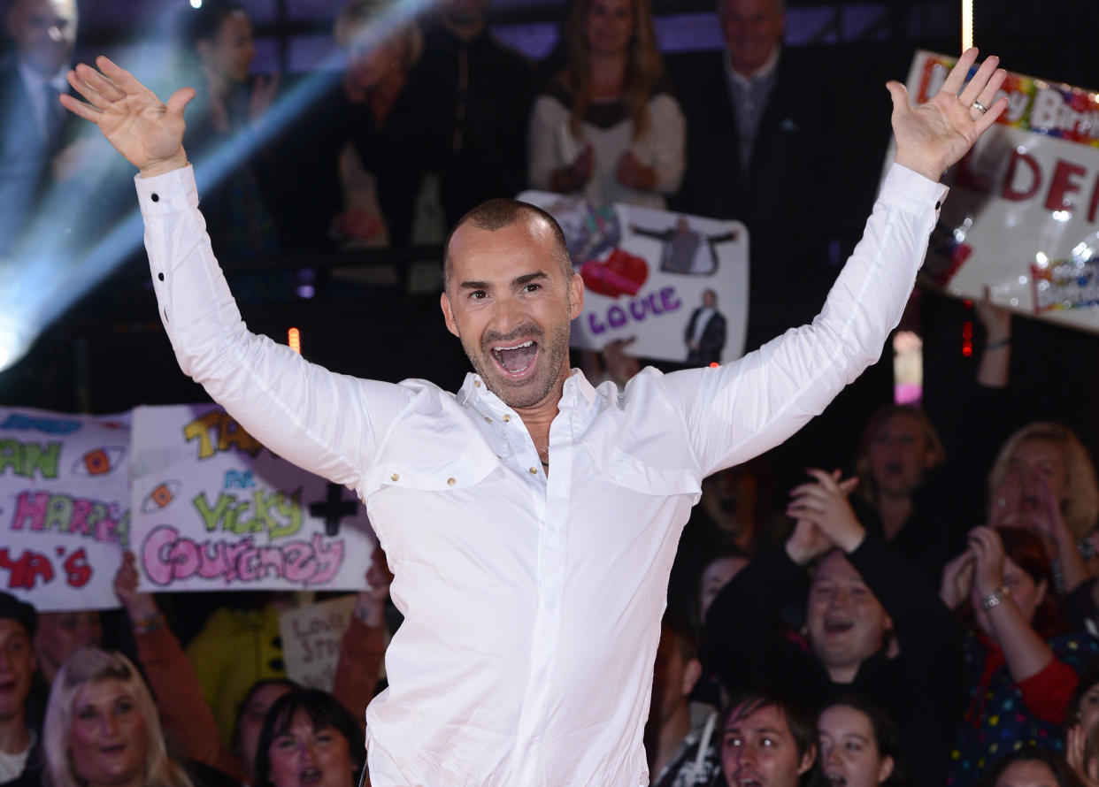 BOREHAMWOOD, ENGLAND - SEPTEMBER 11:  Louie Spence is evicted from the Celebrity Big Brother House at Elstree Studios on September 11, 2013 in Borehamwood, England.  (Photo by Karwai Tang/WireImage)