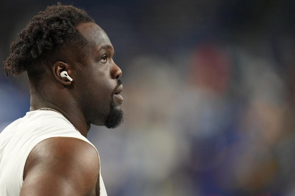 Kwity Paye before a game against the Los Angeles Chargers in December.