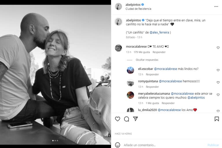 La romántica sesión de fotos de Abel Pintos y Mora Calabrese (Foto: Instagram @abelpintos)