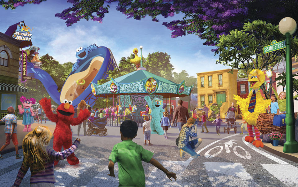 This undated artist rendering provided by PGAV Destinations shows a depiction of the new SeaWorld and Sesame Workshop theme park, which is scheduled to open in San Diego in 2021. The new 17-acre Sesame Place park will be adjacent to their Sea World San Diego location. (PGAV Destinations via AP)