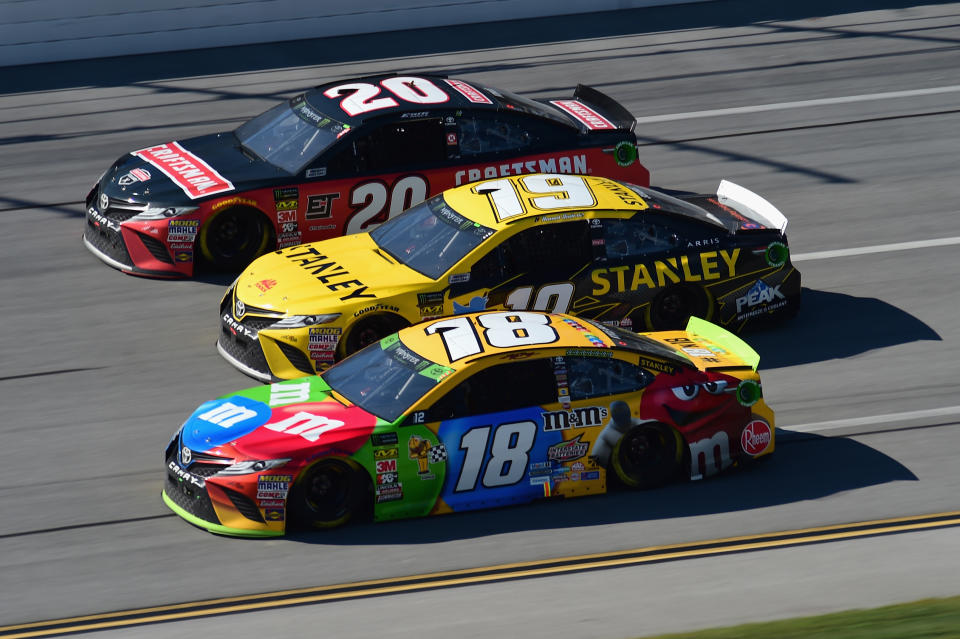 The rare shot of car Nos. 18, 19 and 20. (Getty Images)