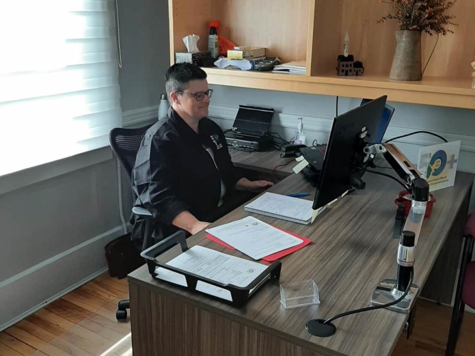Maryse Clavet left retirement to work part time at a bed-and-breakfast and is now an administrative assistant. She found her jobs through the Retiree Employment Agency in Edmundston. (Submitted by Maryse Clavet - image credit)