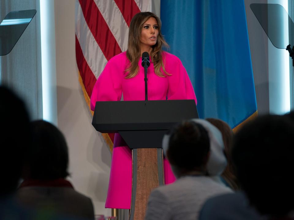 melania trump pink dress united nations