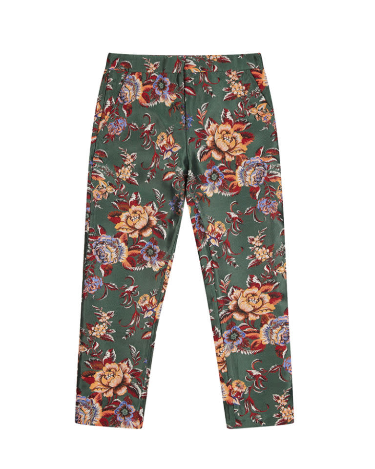 <p>Floral jacquard trousers, £40, <a rel="nofollow noopener" href="http://www.asos.com/asos/asos-floral-vintage-jacquard-cigarette-trousers/prd/7130178?CTAref=Complete%20the%20Look%20Carousel_1&featureref1=complete%20the%20look" target="_blank" data-ylk="slk:ASOS;elm:context_link;itc:0;sec:content-canvas" class="link ">ASOS</a></p>