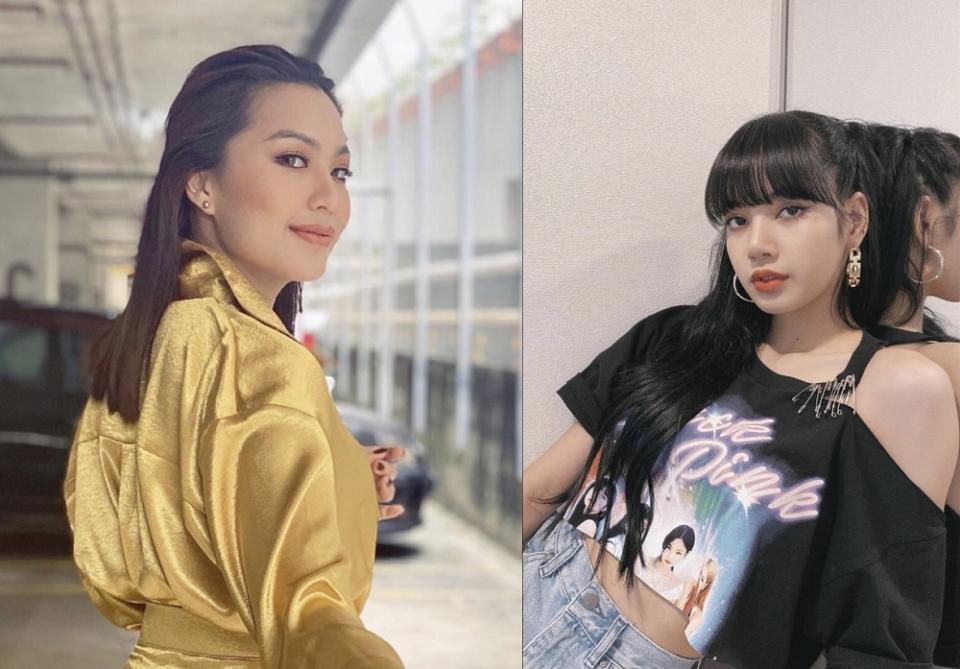 Janna (left) infuriated K-pop fans after naming an antagonist in her new telefilm after Blackpink's Lisa. — Pictures via Instagram/jannanick and Instagram/lalalalisa_m