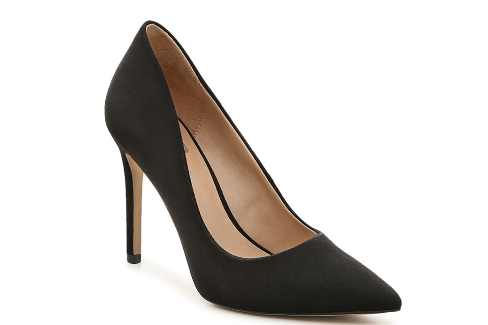 heels, pumps, black, suede, pointed toe, stiletto, mix no 6