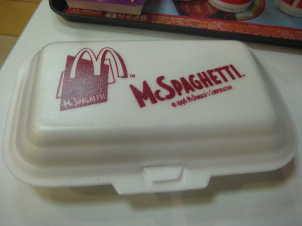 Styrofoam container for McSpaghetti