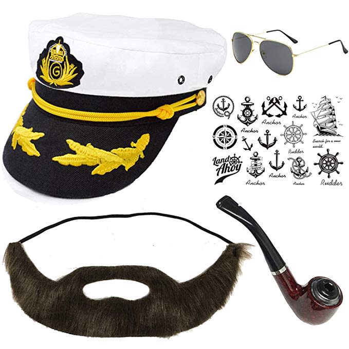 sailor hat beard pipe costume set