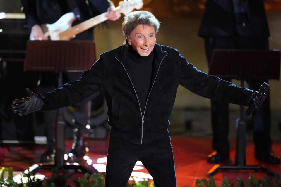 Barry Manilow performs at the Rockefeller Center Christmas tree lighting ceremony on Wednesday, Nov. 29, 2023, in New York. (Photo by Charles Sykes/Invision/AP)