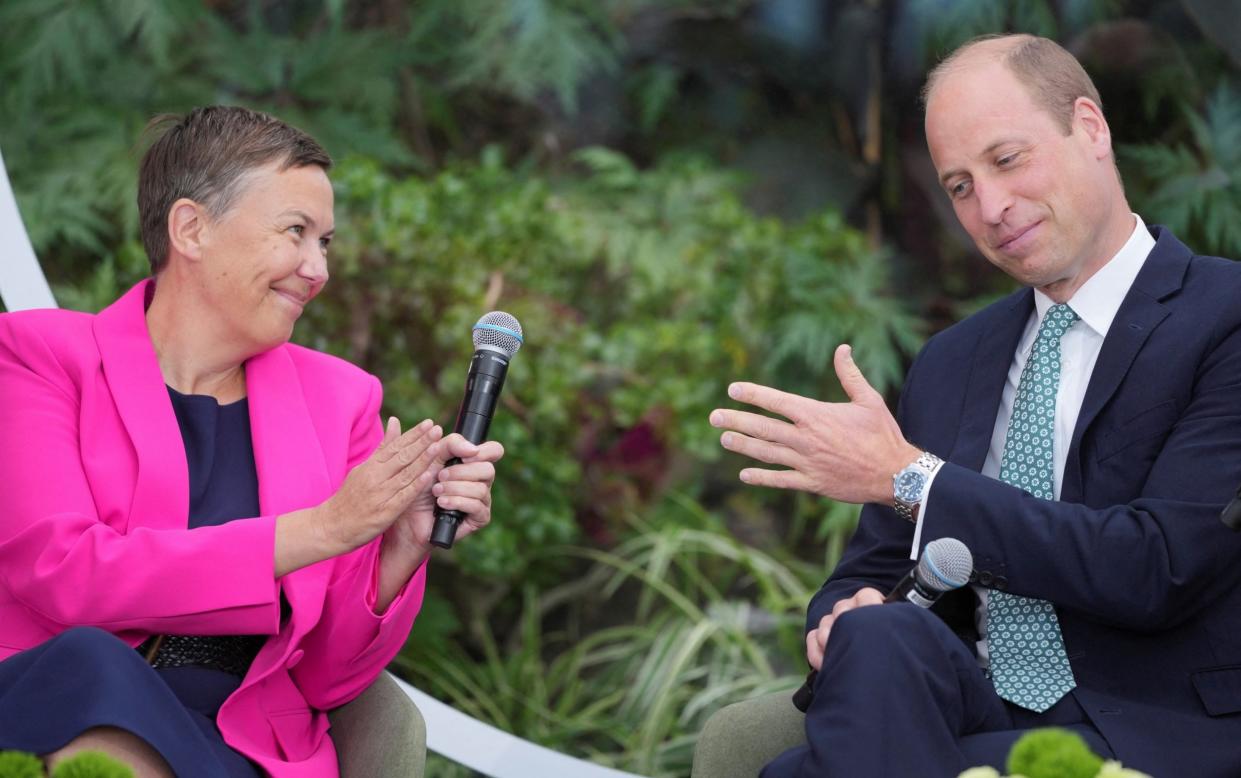 Prince William with Hannah Jones, the Earthshot Prize chief executive, in London on Thursday