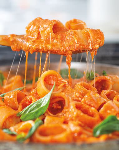 <p>SERVED images photographed by Mark Wilkinson</p> Caroline Somers' Macheroncetti With Tomato, Basil & Stracciatelli