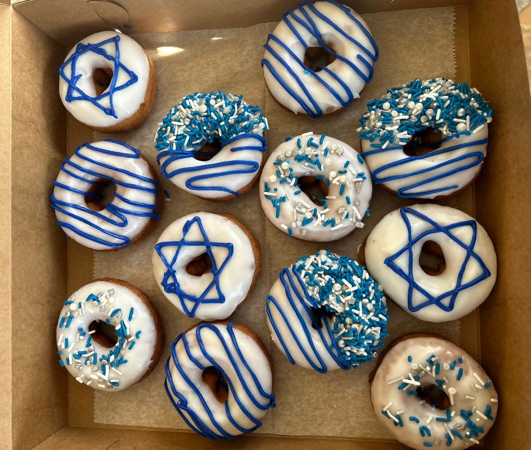 An assortment of Hanukkah themed donuts from Top That! Donuts in Point Pleasant Beach.