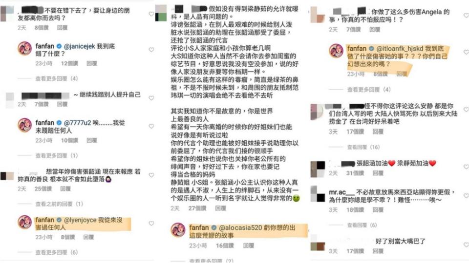 許多網友發文批評范瑋琪，她也親上火線回覆留言。圖／翻攝fanfan IG