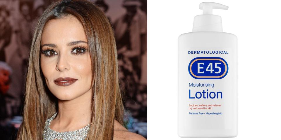 <p>Proving that you don't have to drop £££ on pricey skincare, Cheryl uses the budget-friendly E45 cream. </p><p>"My skin can get very dry so I use E45 Moisturiser" <a href="http://www.telegraph.co.uk/news/celebritynews/8363239/Cole-admits-3-beauty-secret.html" rel="nofollow noopener" target="_blank" data-ylk="slk:says Cheryl;elm:context_link;itc:0;sec:content-canvas" class="link ">says Cheryl</a>. "You don't have to use mega-expensive products, you just need to find the right products for skin type."</p><p><em>E45 Moisturising Lotion, £5</em></p><p><a class="link " href="https://www.amazon.co.uk/E45-Dermatological-Moisturising-Lotion-500ml/dp/B001RYSEVK" rel="nofollow noopener" target="_blank" data-ylk="slk:buy now;elm:context_link;itc:0;sec:content-canvas">buy now</a><br></p>