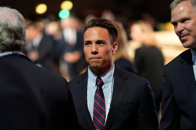 Former US speed skating champion Apolo Ohno attends the IOC session at the 2024 Summer Olympics, Wednesday, July 24, 2024, in Paris, France. | David Goldman