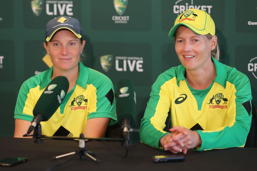 Healy (left) has been given a vote of confidence from her captain. Pic: ICC
