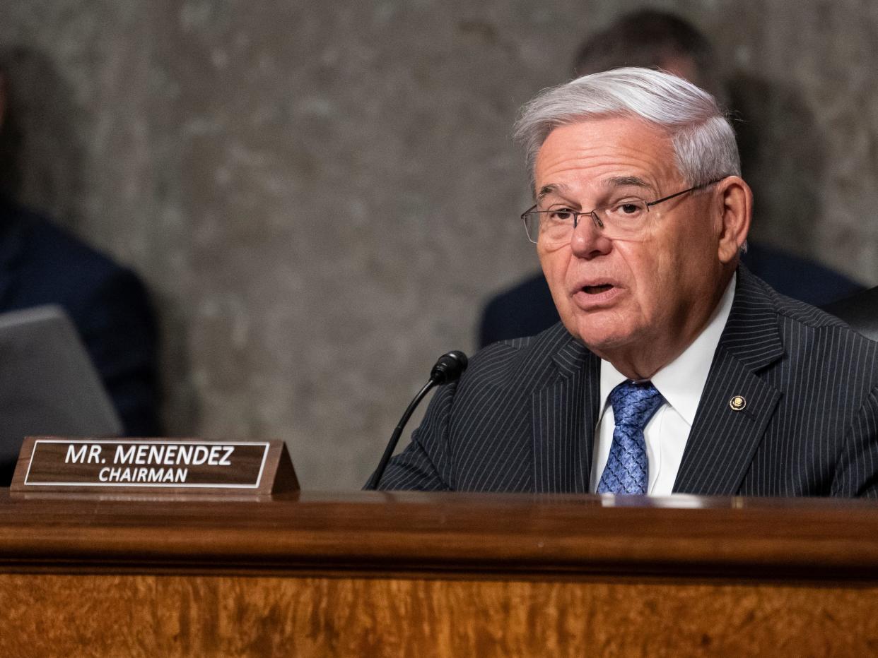 Senator Bob Menendez (D-NJ) Chair of the Senate Foreign Relations Committee, speaks during a hearing to examine U.S.-Russia policy at the U.S. Capitol on December 7, 2021 in Washington, DC.