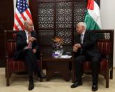 U.S. Vice-President Joe Biden meets with Palestinian President Mahmoud Abbas in the West Bank city of Ramallah