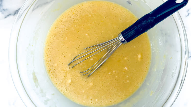 whisked batter in bowl