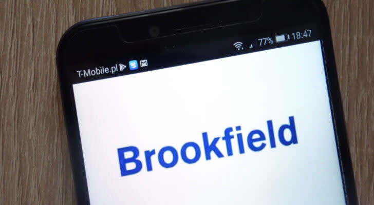 A phone displaying the logo for Brookfield Renewable Corporation (BEPC)