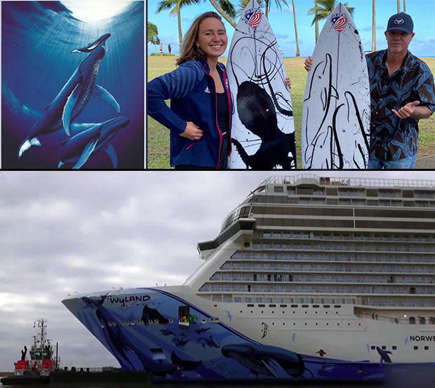 A sampling of Wylan's ocean art. / Credit: CBS News