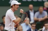 Tennis - French Open - Roland Garros - Mathias Bourgue of France v Andy Murray of Britain - Paris, France - 25/05/16. Murray reacts. REUTERS/Gonzalo Fuentes