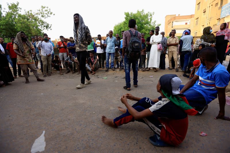 Protesters gather during sit-in rally in Khartoum