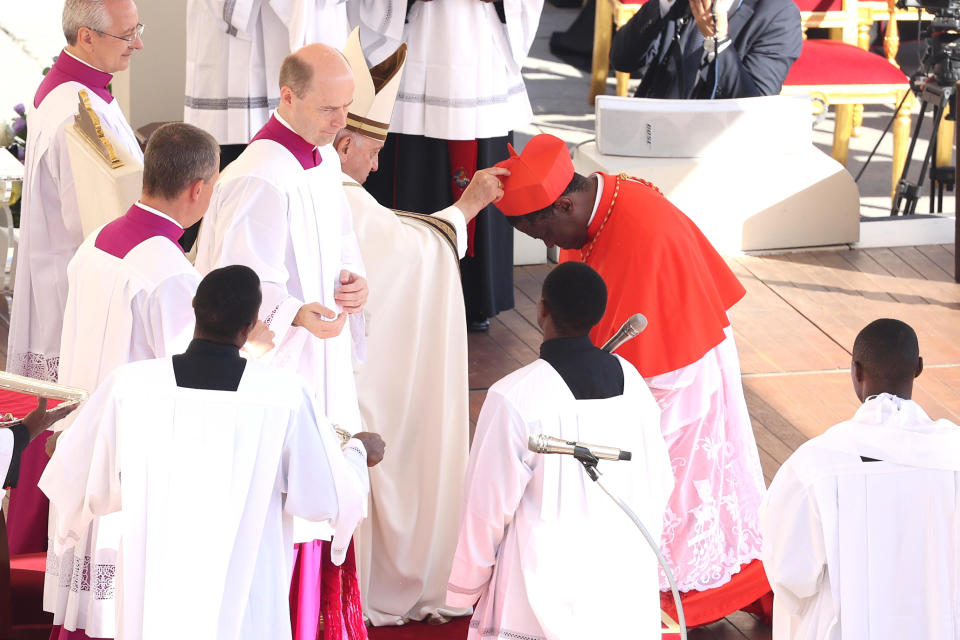 Pope Francis appoints as new cardinal Archbishop of Tabora (Tanzania) Protase Rugambwa during the Ordinary Public Consistory for the Creation of new Cardinal at St. Peter's Square. / Credit: Franco Origlia  via Getty Images