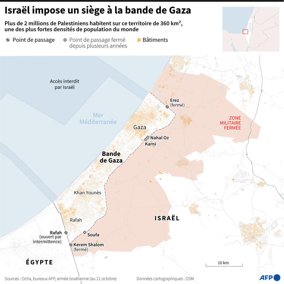 Carte de la bande de Gaza.