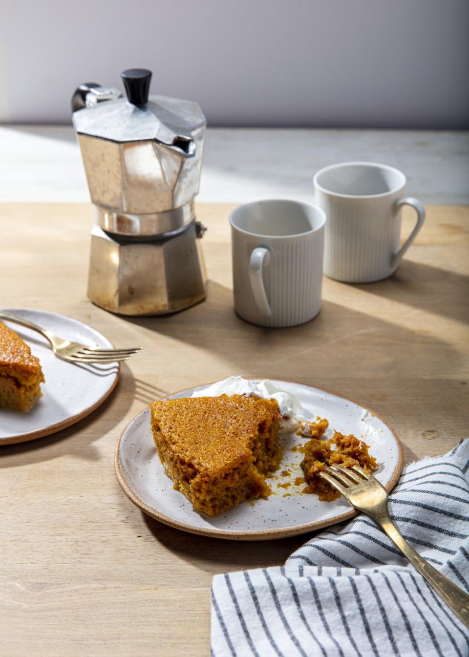 A slice of pumpkin nemesis on a plate