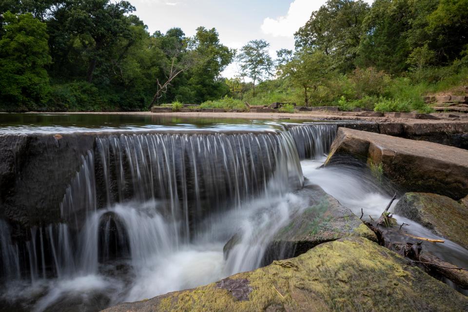 Small waterfalls and cascades can be found at Osage Hills State Park near Pawhuska.