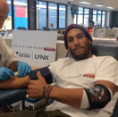 <p>He gives back to the community and saves lives by giving blood. What a a legend.</p>