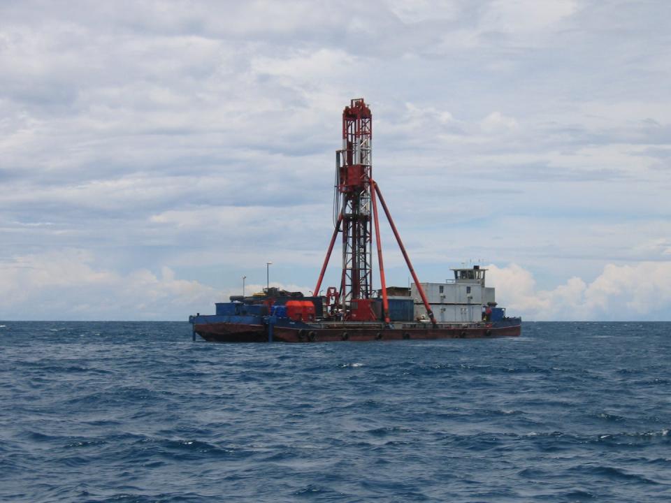 The Viphya drill barge on Lake Malawi, where researchers braved waterspouts and lake fly swarms to obtain a long record of past environments. Andy Cohen, <a href="http://creativecommons.org/licenses/by-nd/4.0/" rel="nofollow noopener" target="_blank" data-ylk="slk:CC BY-ND;elm:context_link;itc:0;sec:content-canvas" class="link ">CC BY-ND</a>