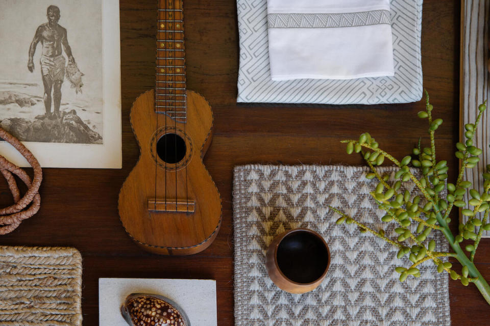 A flat lay featuring inspiration for Averylily's debut home collection