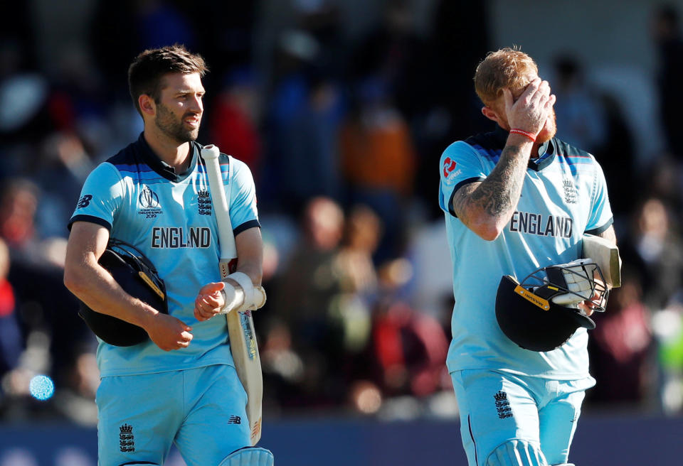 Cricket - ICC Cricket World Cup - England v Sri Lanka - Headingley, Leeds, Britiain - June 21, 2019   England's Mark Wood and Ben Stokes look dejected at the end of the match    Action Images via Reuters/Lee Smith