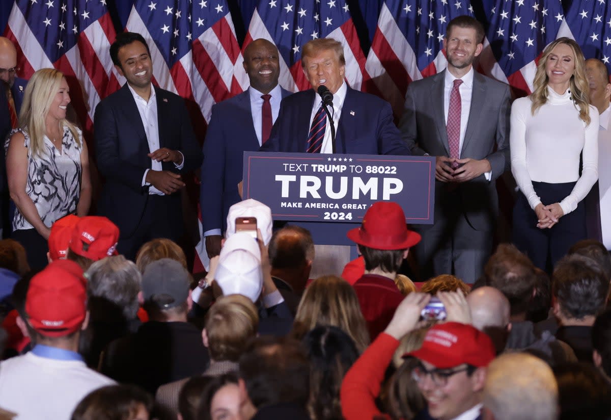 Donald Trump at his primary night rally on January 23 in Nashua, New Hampshire. The Trump campaign sees New Hampshire as unwinnable, former volunteer claimed in leaked email (Getty Images)