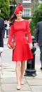 <div class="caption-credit"> Photo by: Getty</div>Kate wore a red Alexander McQueen dress, Sylvia Fletcher hat and Kiki McDonough earrings for the Queen's Diamond Jubilee flotilla on the Thames River. <br>