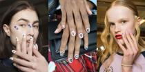 <p><strong>Shows To Note:</strong> Vivienne Westwood, Preen, Helmut Lang</p><p>Preen SS18 lead the way for this year's obsession with nails that sent a message, literally. 'I'm applying the letters from the right hand little finger across so they read like a sentence,' lead manicurist Adam Slee explained. 'For the base, I'm keeping it to a single coat of milky, sheer nude, waiting until it dries and going straight in with the stickers before sealing in with a clear glossy topcoat.'</p><p><strong>Get The Look With..</strong><strong>.</strong> <a rel="nofollow noopener" href="https://www.ebay.com/itm/Nail-Art-3D-Decal-Stickers-Alphabet-Letters-Black-HBJY036-/301773501106" target="_blank" data-ylk="slk:Alphabet Nail Art Stickers, $2.49 (£1.75)" class="link ">Alphabet Nail Art Stickers, $2.49 (£1.75)</a></p>