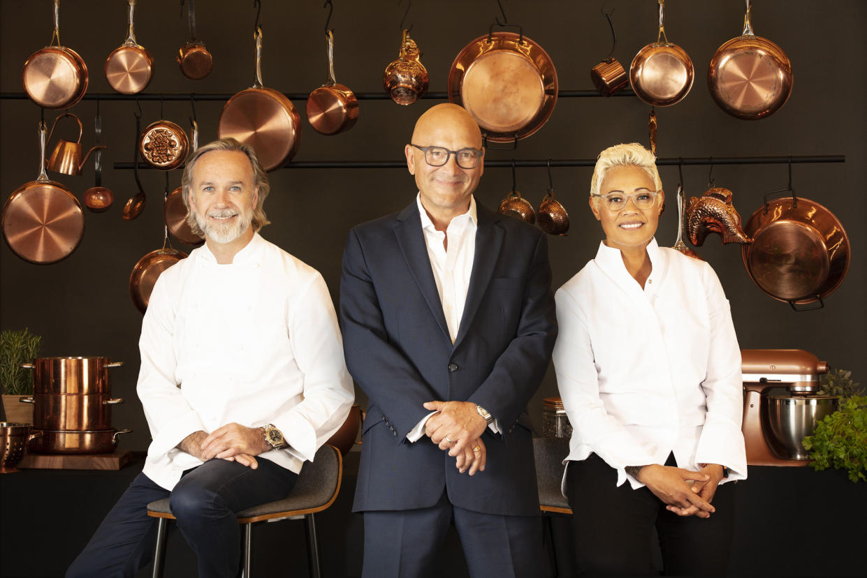 WARNING: Embargoed for publication until 00:00:01 on 02/11/2021 - Programme Name: Masterchef: The Professionals S14 - TX: n/a - Episode: Masterchef: The Professionals S14 - Judge Generics (No. Judge Generics) - Picture Shows: **STRICTLY EMBARGOED NOT FOR PUBLICATION BEFORE 00:01 HRS ON TUESDAY 2ND NOVEMBER** Marcus Wareing, Gregg Wallace, Monica Galetti - (C) Shine TV - Photographer: Production