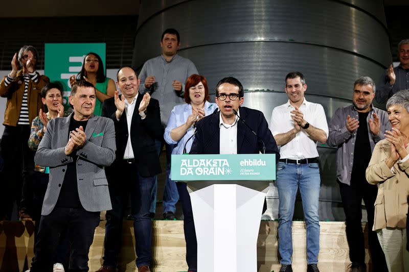 Left-wing separatist party EH Bildu celebrate results in Basque Country regional elections