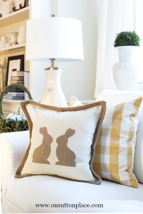 Burlap Easter Bunny Pillow