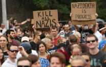 <p>Thousands of protesters prepare to march in Boston against a planned ‘Free Speech Rally’ just one week after the violent ‘Unite the Right’ rally in Virginia left one woman dead and dozens more injured on August 19, 2017 in Boston. (Photo: Spencer Platt/Getty Images) </p>