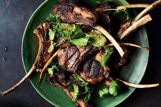 Grilled Lamb Chops with Kefir Verde Sauce 