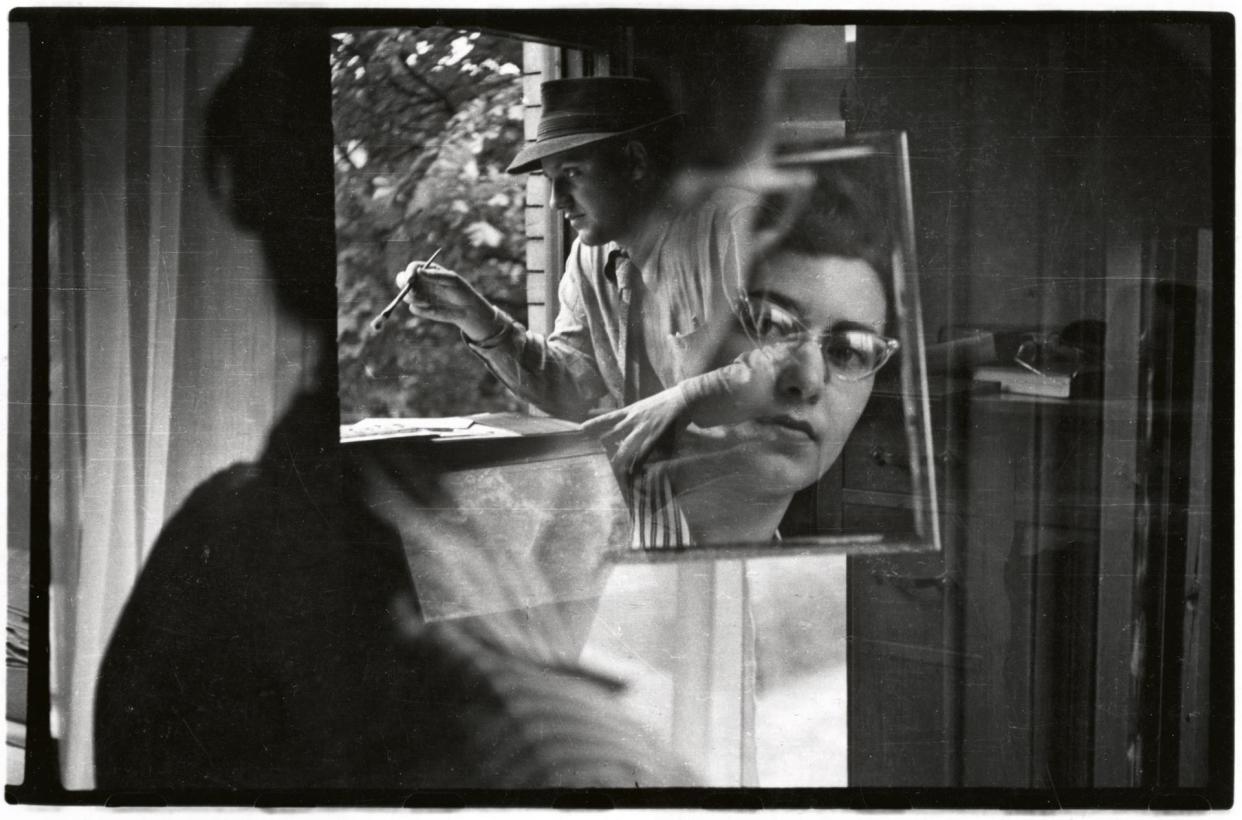 <span>Self-portrait with [his sister and first model] Deborah, 1940s.</span><span>Photograph: © 2023 Saul Leiter Foundation</span>