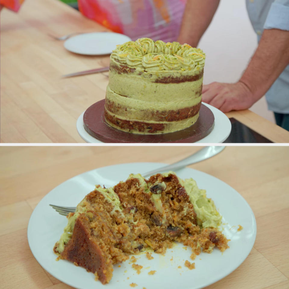 Crystelle's carrot cake, which is lopsided