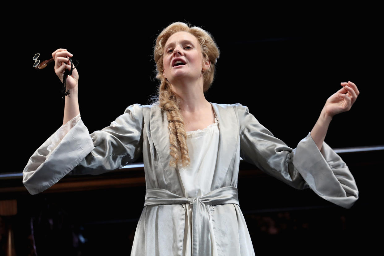 Romola Garai (playing Sarah Churchill) on stage during the 'Queen Anne' photocall at Theatre Royal on July 6, 2017 in London, England.&nbsp; (Photo: Chris Jackson via Getty Images)