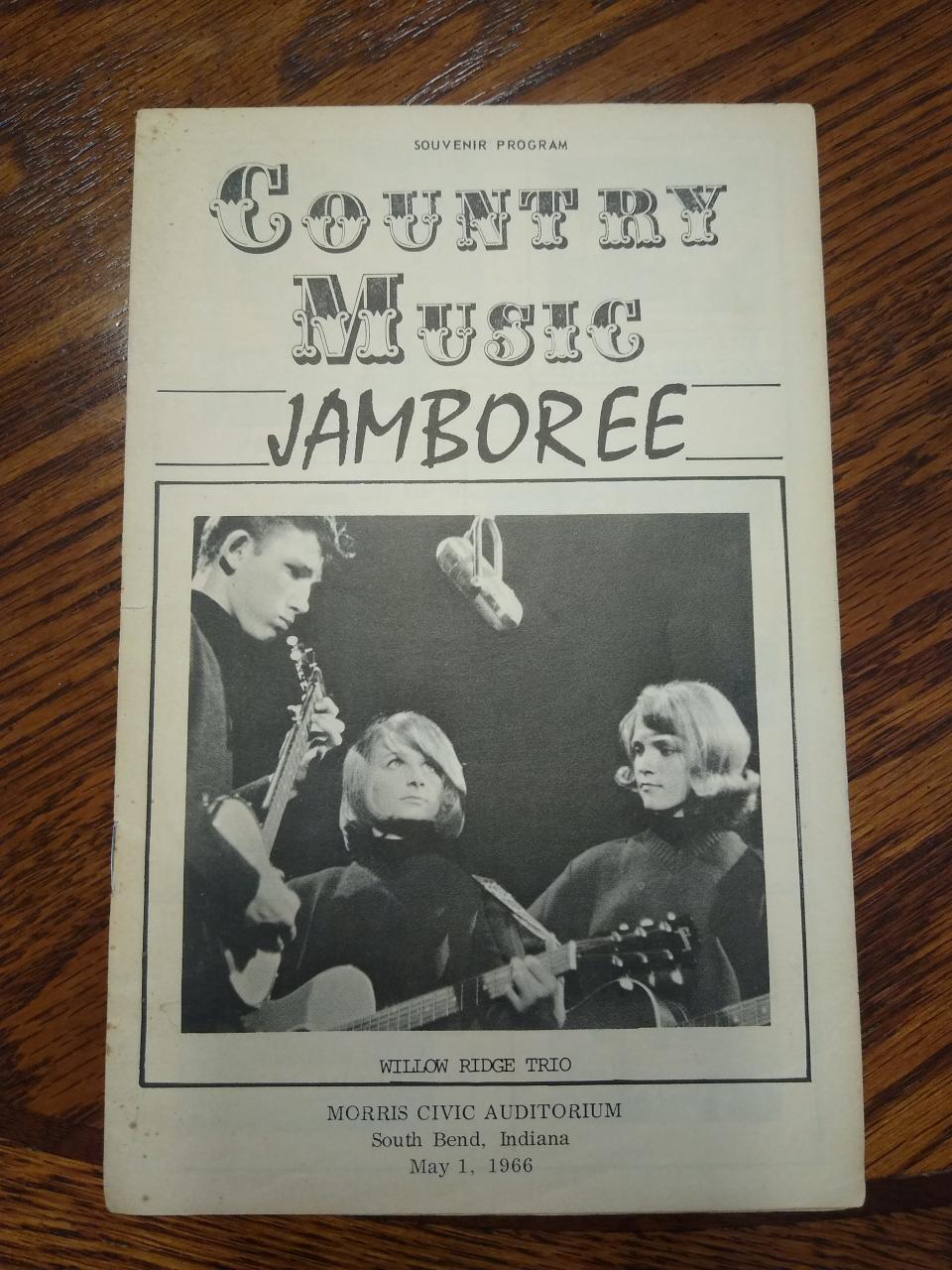 The Willow Ridge Trio graced the cover of the program for the May 1, 1966, Country Music Jamboree at the Morris Civic Auditorium in South Bend. The trio consisted of Ricky Fisher, left, Jackie Winter and Coleen Hoover, who submitted this memory to The Tribune's "Morris Memories" feature. Hoover's father, Tex, also produced the jamboree.