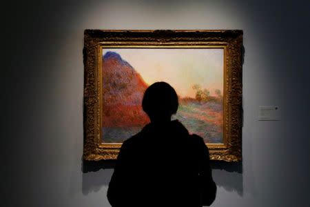 A painting by Claude Monet, part of the Haystacks "Les Meules" series, is displayed at Sotheby's during a press preview of their upcoming impressionist and modern art sale in New York, U.S., May 3, 2019. REUTERS/Lucas Jackson