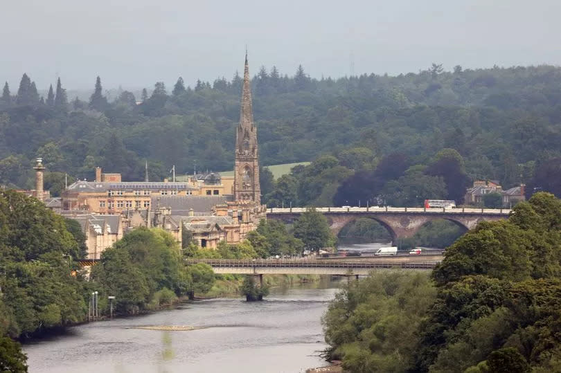 River Tay, St Matthew’s Church spire, Queen's Bridge and Smeaton’s Bridge, Perth