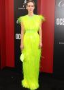 <p> Given the star-studded cast, it's no surprise that the Oceans 8 red carpet was packed with unforgettable looks. But Paulson's acid green Prada dress was rather unexpected.  The dress, from Prada's Fall 18 collection,  featured endless layers of plastic neon fringe and certainly made a statement. Rihanna even spoke about how jealous it made her - which is no mean feat! </p>